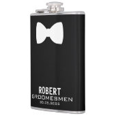 Personalisierte Trauzeugen Flasche mit Bow-Krawatt Flachmann (Links)