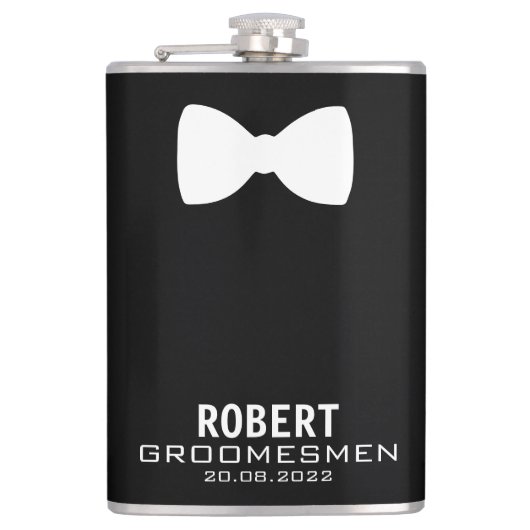 Personalisierte Trauzeugen Flasche mit Bow-Krawatt Flachmann (Vorderseite)