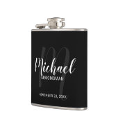 Personalisierte Trauzeugen für Schwarze Schrift Flachmann (Links)