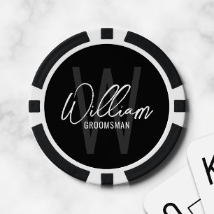 Personalisierte Trauzeugen für Schwarze Schrift Pokerchips