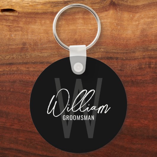 Personalisierte Trauzeugen für Schwarze Schrift Schlüsselanhänger (Vorderseite)