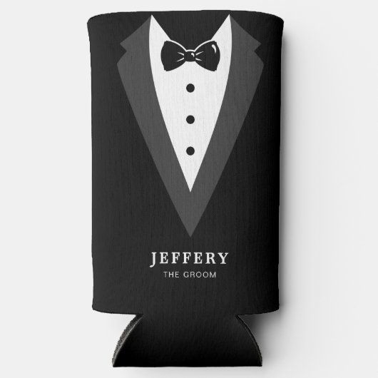 Personalisierte Trauzeugen für Schwarze Schrift Selters Dosenkühler (Vorderseite)