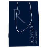 Personalisierte Trauzeugen mit einfachem Blue Mono Mittlere Geschenktüte (Vorderseite)