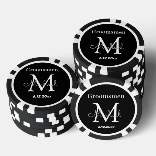 personalisierte Trauzeugen Schwarz-Weiß-Hochzeit Pokerchips (Stapel)