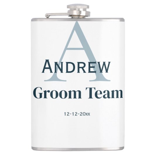 personalisierte Trauzeugen von einfachen Monogramm Flachmann (Vorderseite)