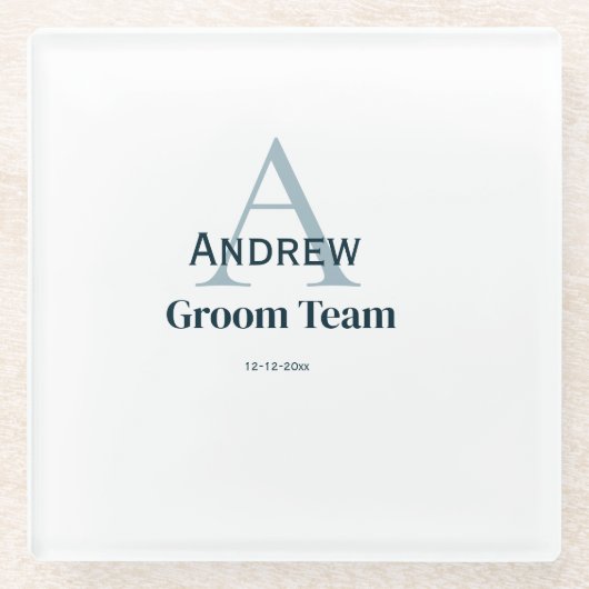 personalisierte Trauzeugen von einfachen Monogramm Glasuntersetzer (Vorderseite)