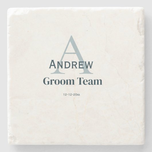 personalisierte Trauzeugen von einfachen Monogramm Steinuntersetzer (Vorderseite)