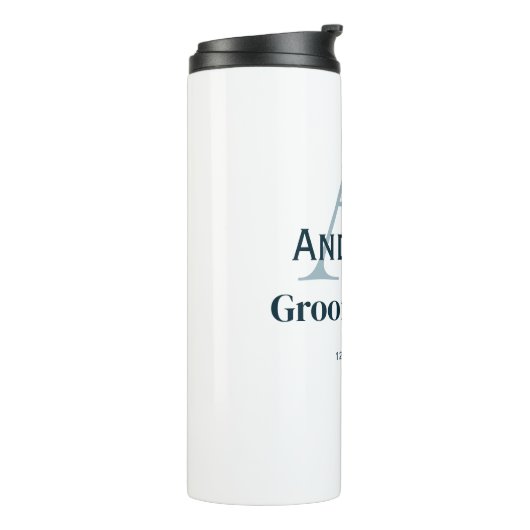 personalisierte Trauzeugen von einfachen Monogramm Thermosbecher (Nach links gedreht)