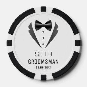 Personalisierte Trauzeugen Wedding Tuxedo Monogram Pokerchips