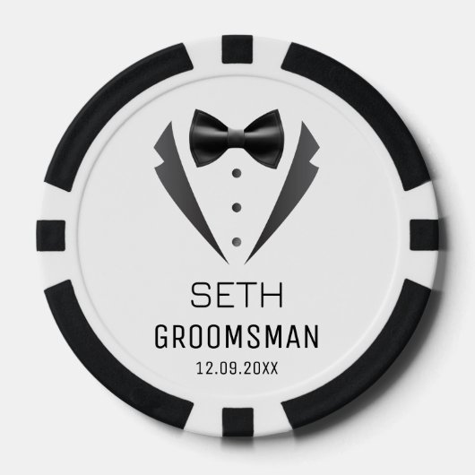 Personalisierte Trauzeugen Wedding Tuxedo Monogram Pokerchips (Vorderseite)