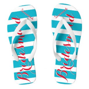 Personalisierte Trauzeugin Aqua oder Farbe Badesandalen