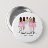 Personalisierte Trauzeugin Individuelle Name-Gesch Button (Vorne & Hinten)