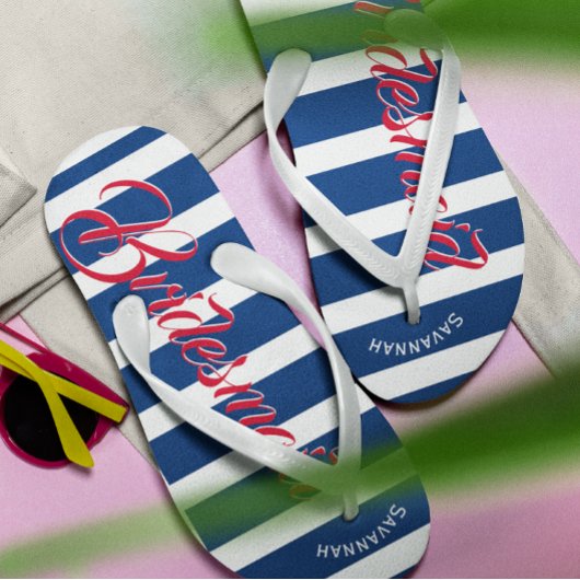 Personalisierte Trauzeugin Marine und Rosa Badesandalen