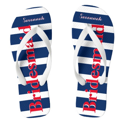 Personalisierte Trauzeugin Red White Blue Badesandalen (Fußbett)