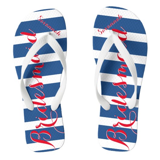 Personalisierte Trauzeugin Red White Blue Badesandalen (Fußbett)