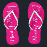 Personalisierte Trauzeugin Rosa oder eine beliebig Badesandalen<br><div class="desc">Magenta Rosa und Weiße Streifen Muster - Ändern Sie die Farbe durch Klicken auf Anpassen. Und sagen Sie alles, was Sie gewollt haben. Machen Sie diese eine Art Flip Flops, die Ihre Nachricht auf ihnen haben. Sei das Gerede vom Strand! Personalisiert mit Ihrem Namen oder was auch immer und Titel...</div>