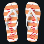 Personalisierte Trauzeugin Rot und Korallen Badesandalen<br><div class="desc">Personalisiertes Rot- und Coral Orange Sherbert Stripes Muster - Wechseln Sie zu Jeglicher Farbe,  indem Sie auf Anpassen klicken. Und sagen Sie alles,  was Sie gewollt haben. Machen Sie diese eine Art Flip Flops,  die Ihre Nachricht auf ihnen haben. Sei das Gerede vom Strand!</div>