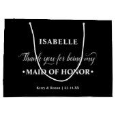 Personalisierte Trauzeugin Schwarz-weiß Vielen Dan Große Geschenktüte (Rückseite)