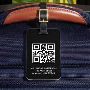 Personalisierte Travel-Tag Name und qr-Code schwar Gepäckanhänger