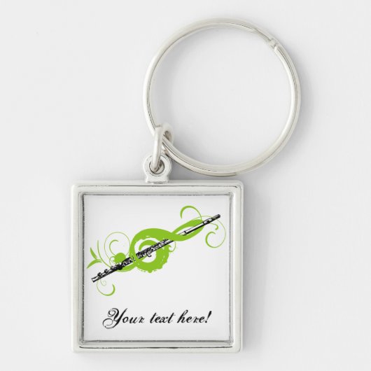 Personalisierte Treble Clef & Flute Schlüsselanhänger (Vorne)