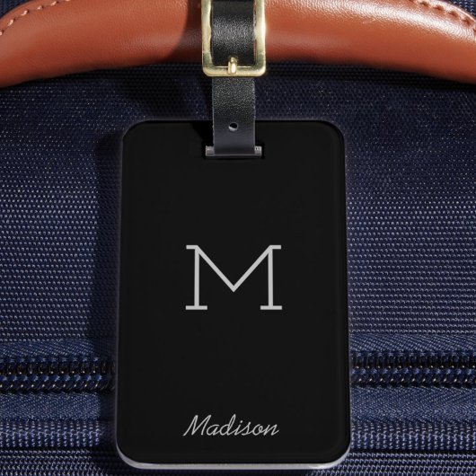 Personalisierte Trendy Monogram Black Gray Custom Gepäckanhänger
