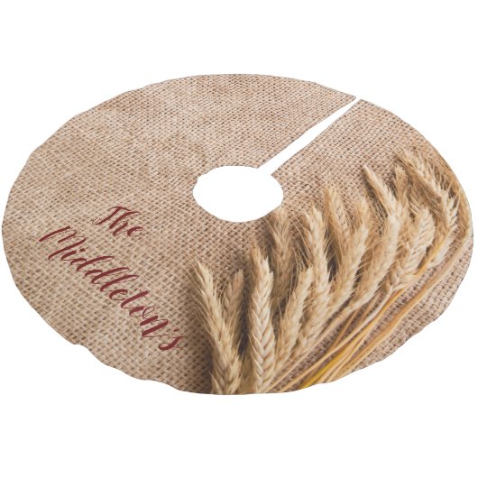 Personalisierte Treppenwein auf Burlap Sack Count Polyester Weihnachtsbaumdecke (Schrägansicht)
