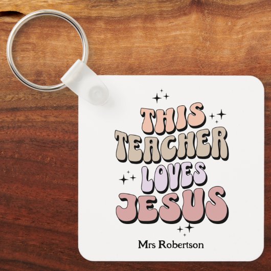 Personalisierte Tretro Lehrer Wertschätzung Schlüsselanhänger (Vorderseite)