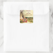 Personalisierte Tribal Tipi und Füchse Teepee Hoch Quadratischer Aufkleber (Tasche)