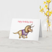 Personalisierte Triceratops Geburtstagskarte Karte (Gelbe Blume)