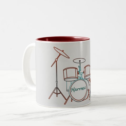 Personalisierte Trommel-Set-Tasse Zweifarbige Tasse (Vorderseite Links)