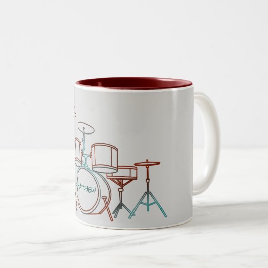 Personalisierte Trommel-Set-Tasse Zweifarbige Tasse (VorderseiteRechts)