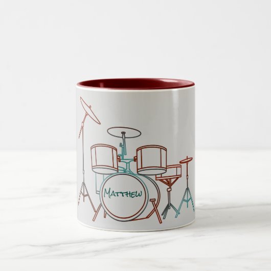 Personalisierte Trommel-Set-Tasse Zweifarbige Tasse (Mittel)