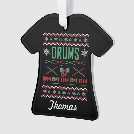 Personalisierte Trommeln Ugly Christmas Sweater Ornament (Vorderseite)