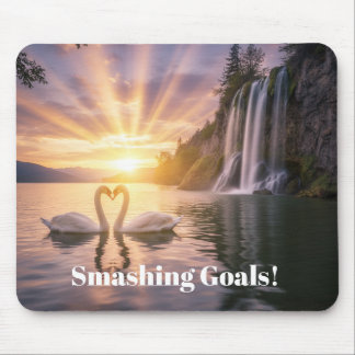 Personalisierte Trompeterschwäne im Sonnenaufgang  Mousepad