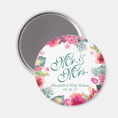 Personalisierte Tropenblumenhochzeit | Magnet (Vorderseite/Rückseite)