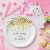 Personalisierte Tropengoldhochzeit Pappteller (Party)