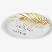 Personalisierte Tropengoldhochzeit Pappteller (Schrägansicht)