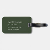 Personalisierte Tropenmonogramm | Hunter Green Gepäckanhänger (Rückseite horizontal)