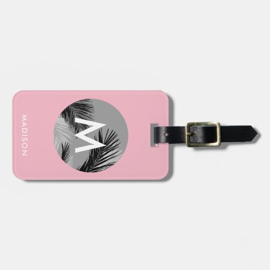 Personalisierte Tropenmonogramm | Pellrosa Gepäckanhänger (Vorderseite horizontal)