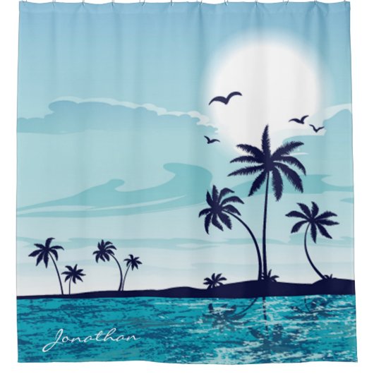 Personalisierte Tropenpalme Duschvorhang (Vorderseite)