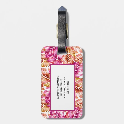 Personalisierte Tropenpalme Gepäckanhänger (Rückseite vertikal)