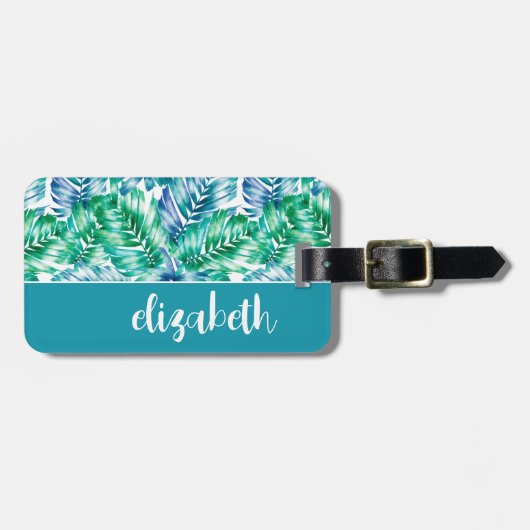 Personalisierte Tropenpalme Gepäckanhänger (Vorderseite horizontal)