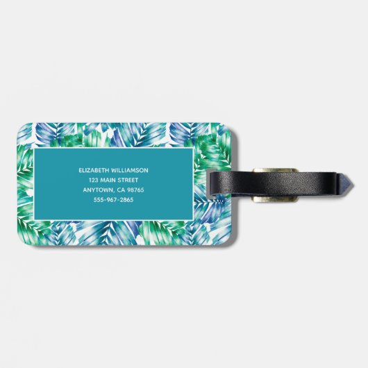 Personalisierte Tropenpalme Gepäckanhänger (Rückseite horizontal)
