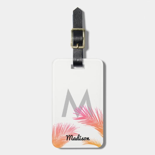Personalisierte Tropenpalmenbaume Monogram Custom Gepäckanhänger (Vorderseite vertikal)