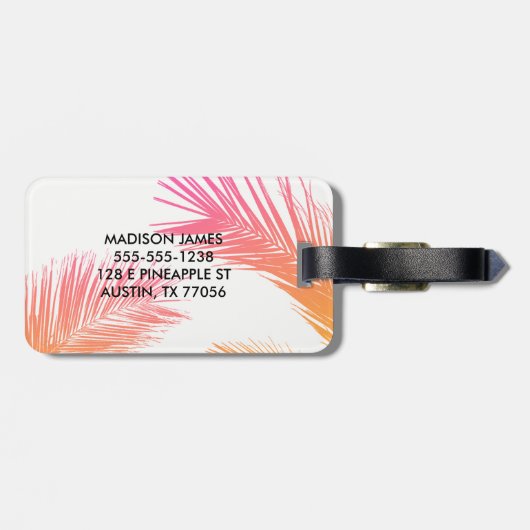 Personalisierte Tropenpalmenbaume Monogram Custom Gepäckanhänger (Rückseite horizontal)
