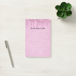 Personalisierte tropfende Glitter-Rosa Notizzettel