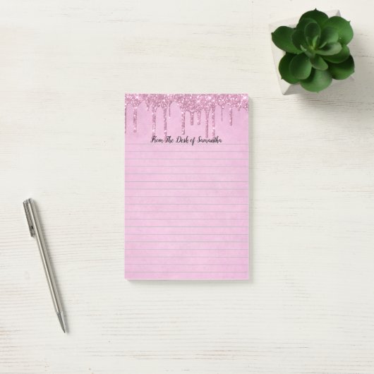 Personalisierte tropfende Glitter-Rosa Notizzettel (Büro)