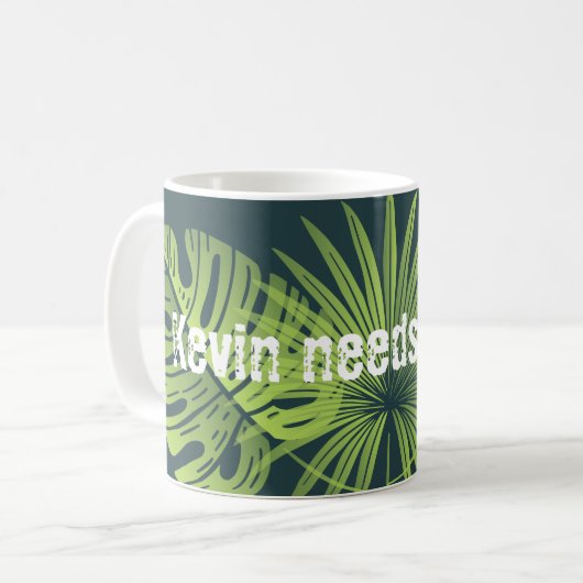Personalisierte tropische Amazonas-Blätter Kaffeetasse (Vorderseite Links)