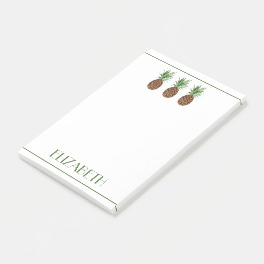 Personalisierte tropische Ananas Post-it Klebezettel (angewinkelt)