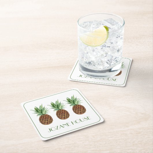Personalisierte tropische Ananas Rechteckiger Pappuntersetzer (Vor Ort)